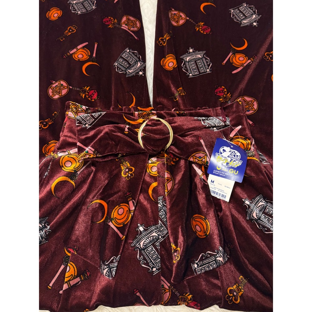 Sailor Moon x GU Velvet Dark Red Wide Leg Pants - Picture 3 of 4